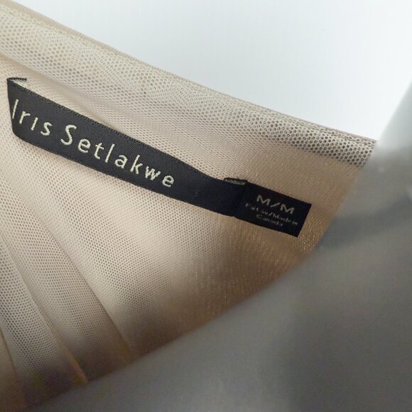 IRIS SETLAKWE Tie-waist Draped Minimalist‎ Office Transitional Tan Cream Dress M - Picture 6 of 8